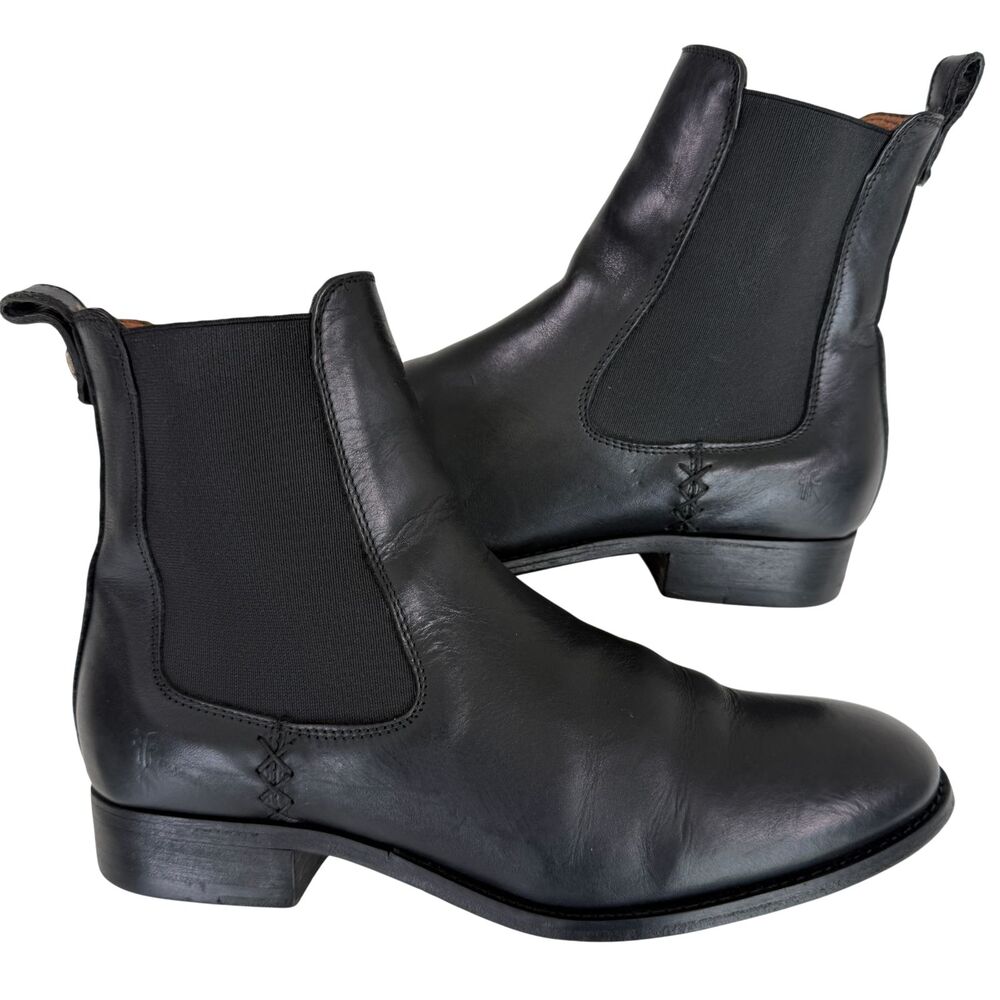 Frye Women's Melissa Chelsea Boot Size 8 B Black Leather Pull On Bootie
